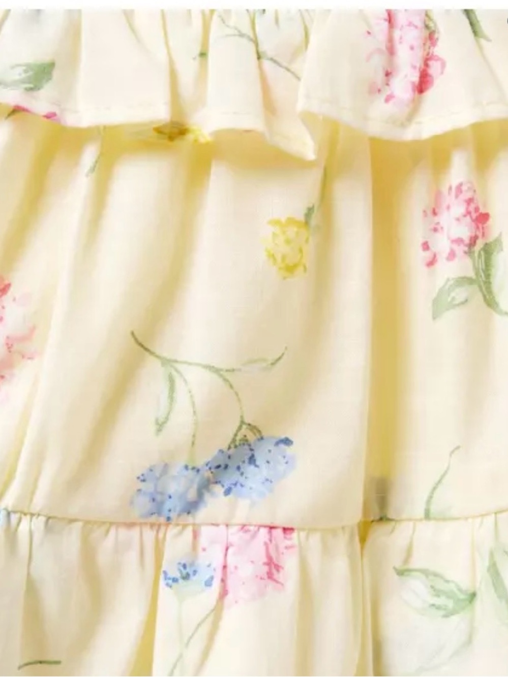 Janie and Jack Yellow Floral Ruffle Dress with Pink and Blue Blooms - Picture 4 of 9
